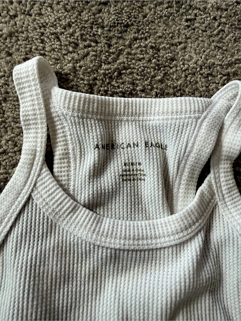 American Eagle Ribbed High Neck Crop Tank Top White - Picture 4 of 4